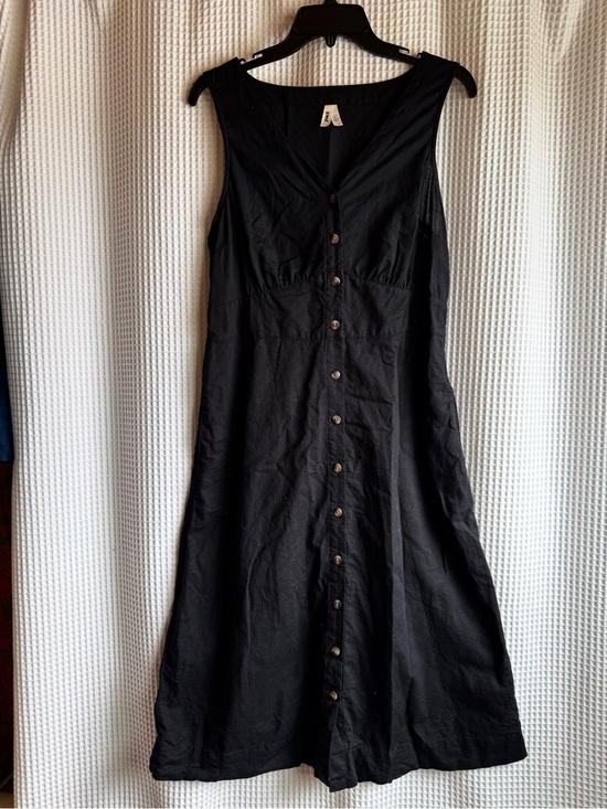 Pact Dresses & Skirts - Pact Black Button-Front Cotton Midi Dress